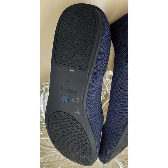 Rothy’s Navy Flats | Size 7 | Washable| Eco Hip |Cool Girl Comfort | Travel Shoe - Picture 4 of 7